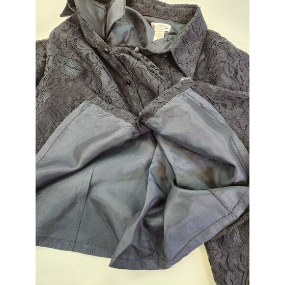 Address Maggy Blazer Jacket Women 10 Navy Lace 3/4 Sleeve Button up Lined Floral - Picture 8 of 9
